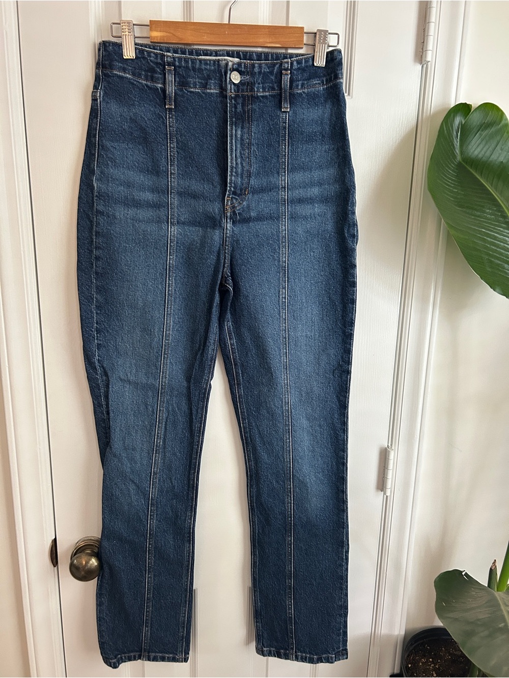 Reformation Mid-Rise Straight-Leg Jeans in Dark Blue - Picture 8 of 8